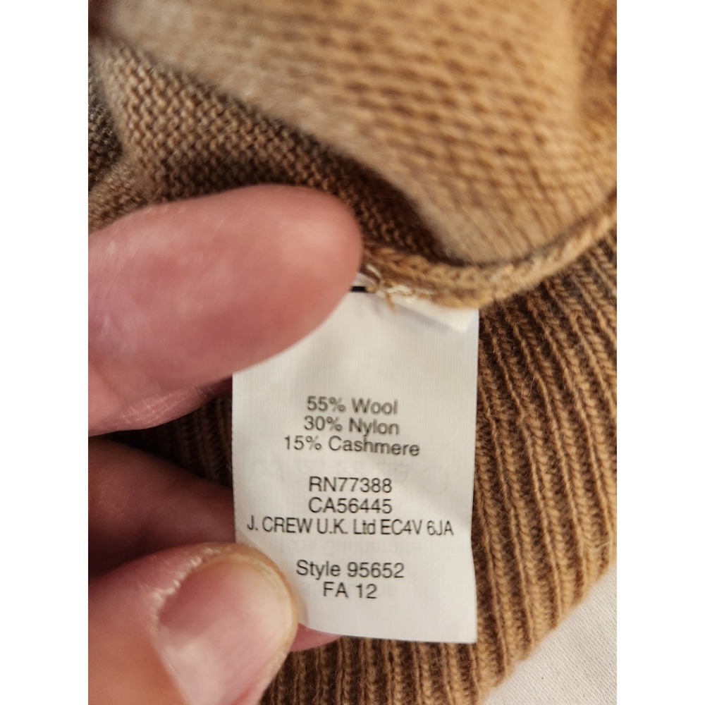 J. Crew Womens Camel Tan Wool Cashmere Blend V-Neck‎ Cardigan Sweater Small Cozy - Picture 10 of 10
